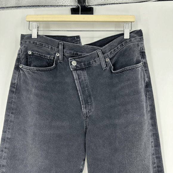 AGOLDE Criss Cross Straight in Shambles Frayed Raw Hem High Rise Jeans Size 31 - Picture 6 of 14